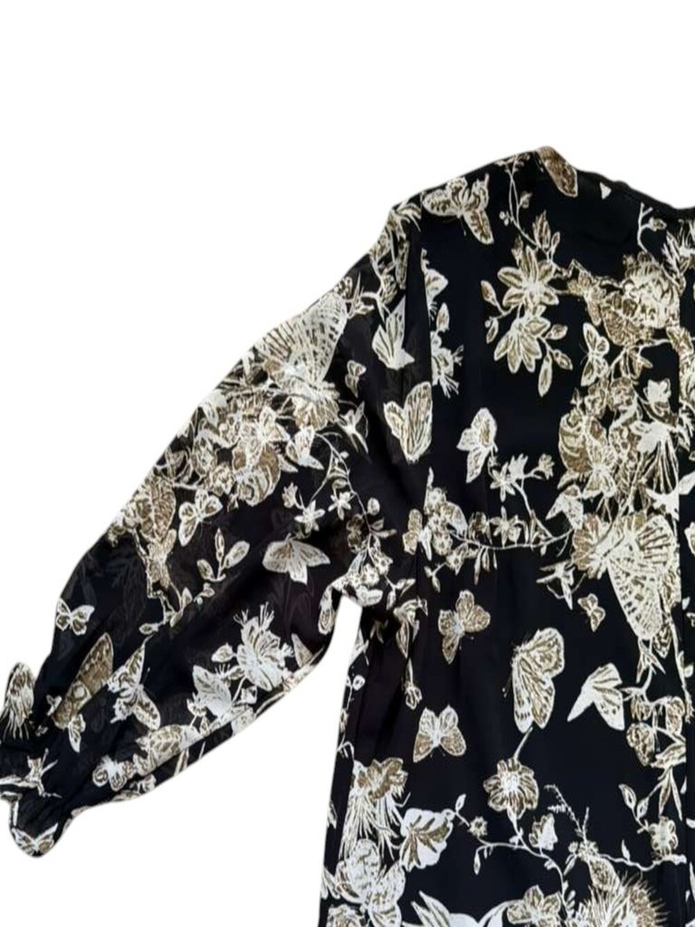 Nametshe Womens Plus Size 18 Black Floral Botanical Long Sleeve Dress - Picture 3 of 8